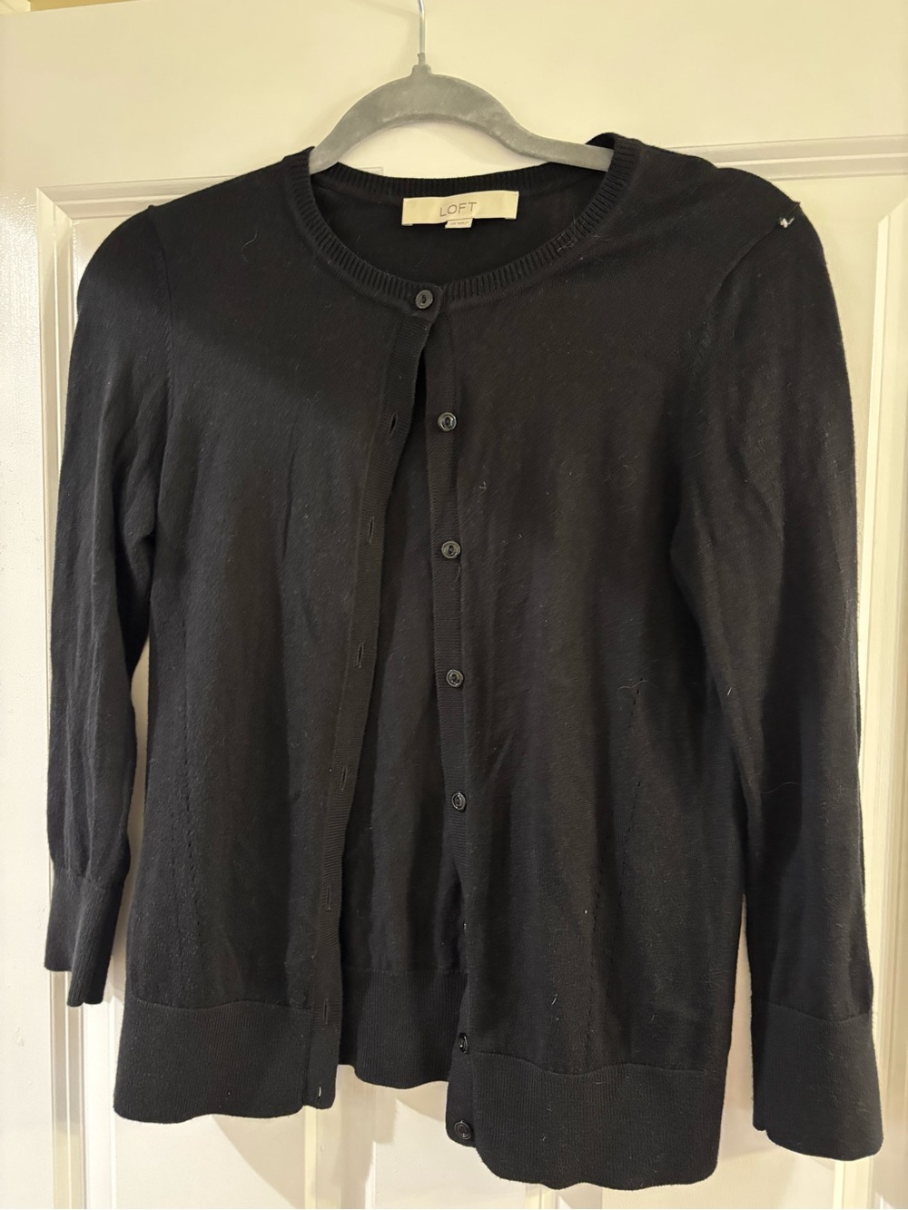 LOFT Black Women's Button-Front Cardigan